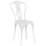 3 Piece Bistro Set Cast Aluminium White - Rear View