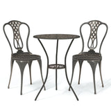 3 Piece Bistro Set Cast Aluminium Bronze - Front View