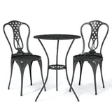 3 Piece Bistro Set Cast Aluminium Black - Front View