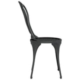 3 Piece Bistro Set Cast Aluminium Black - Low Angle