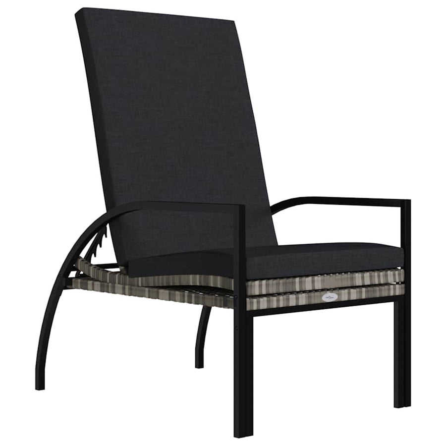 Sun Lounger with Footrest PE Rattan Grey