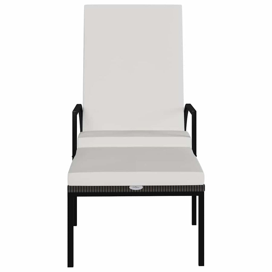 Sun Loungers 2 pcs with Footrest PE Rattan Brown