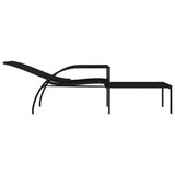 Sun Loungers 2 pcs with Footrest PE Rattan Brown - Rear View