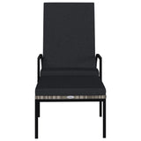 Sun Loungers 2 pcs with Footrest PE Rattan Grey - Side View