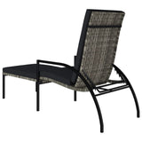 Sun Loungers 2 pcs with Footrest PE Rattan Grey - 45-Degree Angle