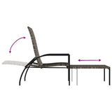 Sun Loungers 2 pcs with Footrest PE Rattan Grey - Low Angle