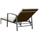 Garden Sun Lounger with Cushion Poly Rattan Brown - 45-Degree Angle