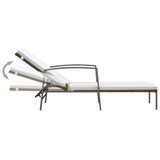 Garden Sun Lounger with Cushion Poly Rattan Brown - Close-Up Angle