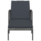 Garden Sun Lounger with Cushion Poly Rattan Grey