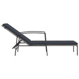 Garden Sun Lounger with Cushion Poly Rattan Grey - Top-Down View