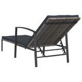 Garden Sun Lounger with Cushion Poly Rattan Grey