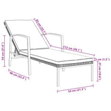 Garden Sun Lounger with Cushion Poly Rattan Grey