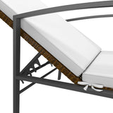 Sun Loungers 2 pcs with Table Poly Rattan Brown - Close-Up Angle