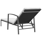 Sun Loungers 2 pcs with Table Poly Rattan Black - Rear View