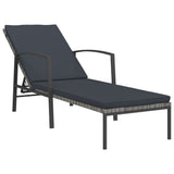 Sun Loungers 2 pcs with Table Poly Rattan Grey - Side View