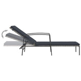 Sun Loungers 2 pcs with Table Poly Rattan Grey - Close-Up Angle