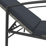 Sun Loungers 2 pcs with Table Poly Rattan Grey - Low Angle