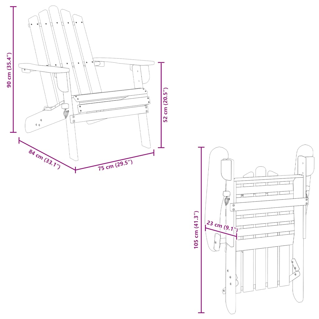 Garden Adirondack Chair Solid Acacia Wood
