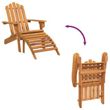 Garden Adirondack Chair with Footrest Solid Acacia Wood - Close-Up Angle