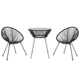 3 Piece Garden Dining Set Black - Side View