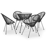 5 Piece Garden Dining Set Black - Front View