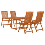 5 Piece Garden Dining Set Solid Wood Eucalyptus - Side View