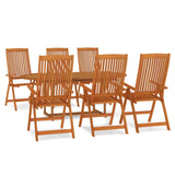 7 Piece Garden Dining Set Solid Wood Eucalyptus - Front View