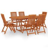 7 Piece Garden Dining Set Solid Wood Eucalyptus - Front View
