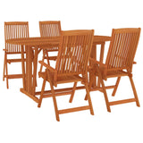 5 Piece Garden Dining Set Solid Wood Eucalyptus - Side View