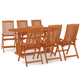 7 Piece Garden Dining Set Solid Wood Eucalyptus - Front View