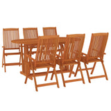 7 Piece Garden Dining Set Solid Wood Eucalyptus - Side View