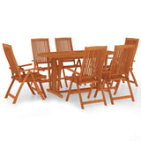 7 Piece Garden Dining Set Solid Wood Eucalyptus - Front View