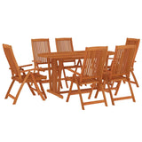 7 Piece Garden Dining Set Solid Wood Eucalyptus - Side View