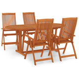 5 Piece Garden Dining Set Solid Wood Eucalyptus - Front View