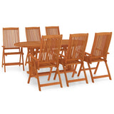 7 Piece Garden Dining Set Solid Wood Eucalyptus - Front View