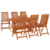 7 Piece Garden Dining Set Solid Wood Eucalyptus - Side View