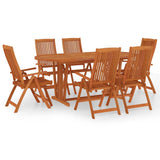 7 Piece Garden Dining Set Solid Wood Eucalyptus - Front View