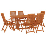7 Piece Garden Dining Set Solid Wood Eucalyptus - Side View