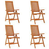 Folding Garden Chairs 4 pcs Solid Wood Eucalyptus - Front View