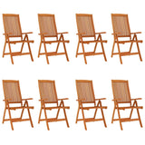 Folding Garden Chairs 8 pcs Solid Wood Eucalyptus - Front View