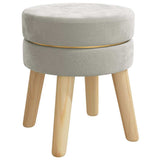 Round Hocker Light Grey Velvet - Front View