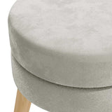 Round Hocker Light Grey Velvet - Top-Down View