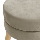 Round Hocker Dark Grey Velvet - Top-Down View