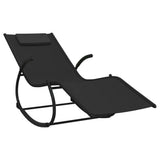 Rocking Sun Lounger Black Steel and Textilene - Front View