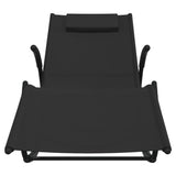 Rocking Sun Lounger Black Steel and Textilene