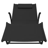 Rocking Sun Lounger Black Steel and Textilene - Side View