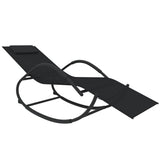 Rocking Sun Lounger Black Steel and Textilene - Front View