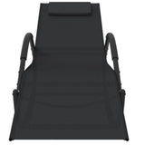 Rocking Sun Lounger Black Steel and Textilene