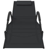 Rocking Sun Lounger Black Steel and Textilene - Side View