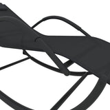 Rocking Sun Lounger Black Steel and Textilene - 45-Degree Angle